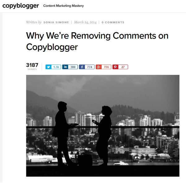 copyblogger eemaldas kommentaarid