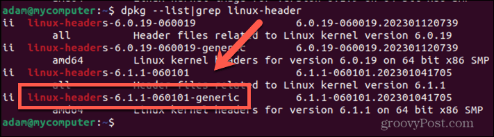ubuntu kerneli päise nimi