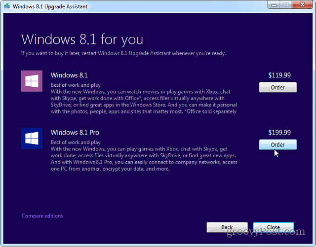 Kuidas värskendada Windows 7 versiooni Windows 8.1 versiooniuuenduse abilisega