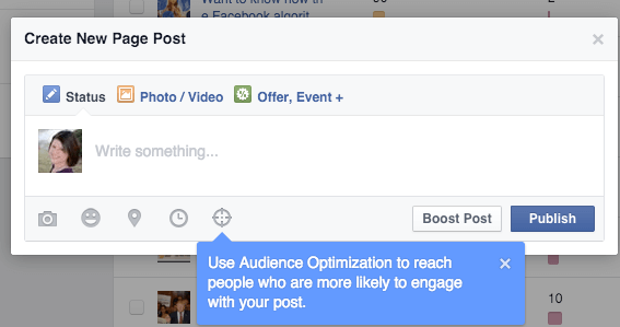 Facebooki vaatajaskonna optimeerimine postituste ikooni jaoks