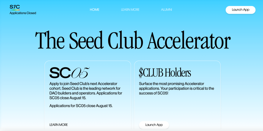 seed-club-dao-kiirendi-programmi-maandumisleht