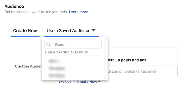 Võimalus kasutada salvestatud vaatajaskonda Facebooki juhtivate reklaamikampaaniate jaoks.