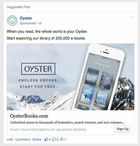 facebooki uudisvoo reklaami näide