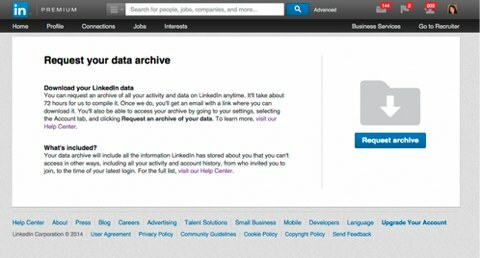 linkedini andmete arhiiv