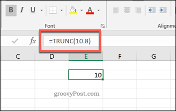 Funktsioon TRUNC Excelis