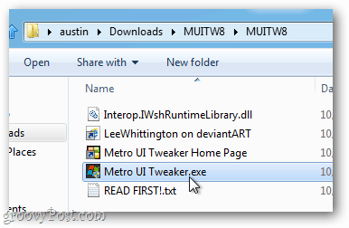 käivitage metro ui tweaker.exe