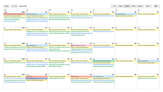 google Calendar ical kavandatud üritused korraldatud kalendrid ülikooli tudengid korrastatud