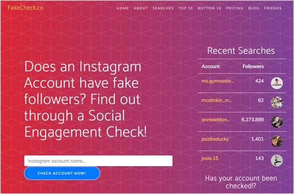 Veebilehelt FakeCheck.co leiate võltsitud Instagrami jälgijaid.