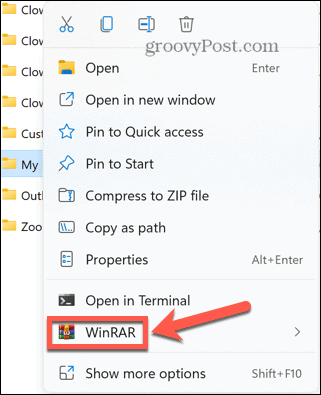 Windows 11 kontekstimenüü winrar