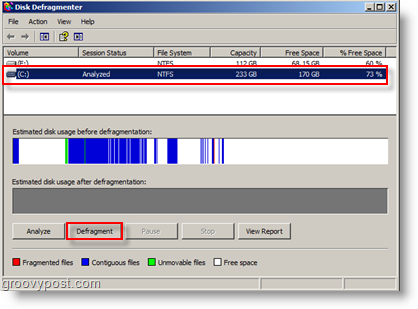 Kettadefragmentori valikud Windows XP jaoks - analüüsimine ja defragmenteerimine