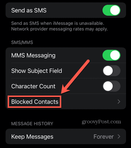 iphone sõnumid blokeerisid kontaktid