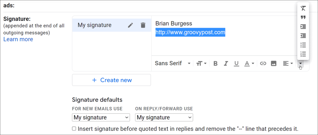 Kuidas muuta allkirja Gmailis