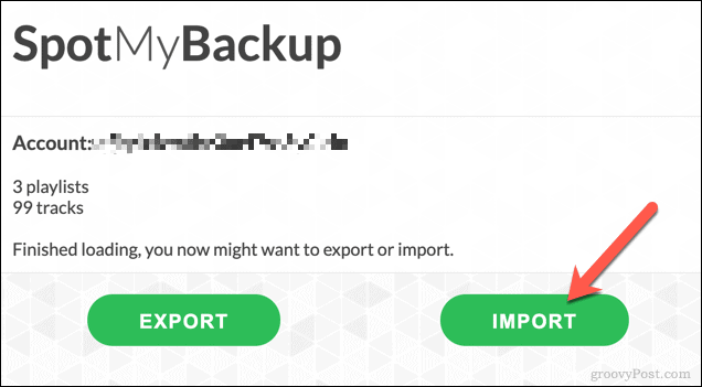 Esitusloendite importimine Spotifysse SpotMyBackupi abil