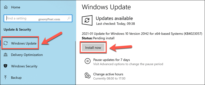 Uute Windowsi värskenduste installimine