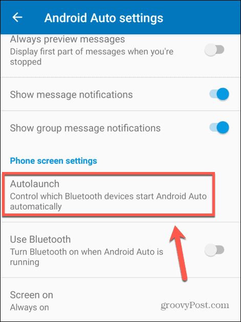 Androidi automaatse käivitamise seaded