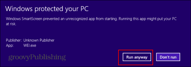 Windowsi kogemuste registri allalaadimishoiatus käivitatakse igal juhul