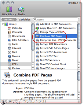 Kombineerige PDF-id, kasutades Mac OS X-is Automatorit