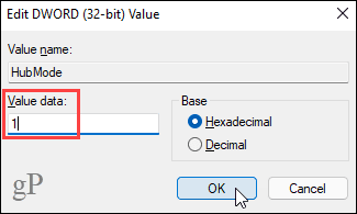 Väärtuse redigeerimise dialoog registriredaktoris