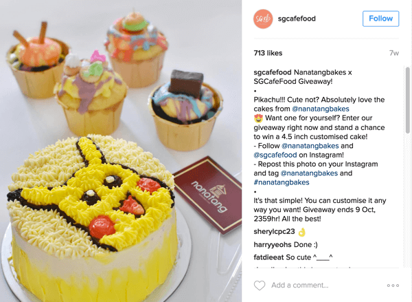 Singapuri kohvik Food propageeris Nanatang Bakesi kingitusi oma Instagrami konto kaudu.