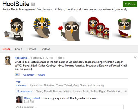 Google+ lehed - HootSuite