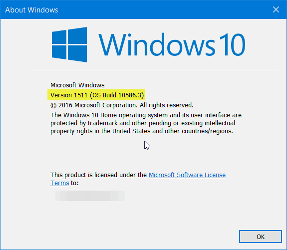 Windows 10 versioon 1511