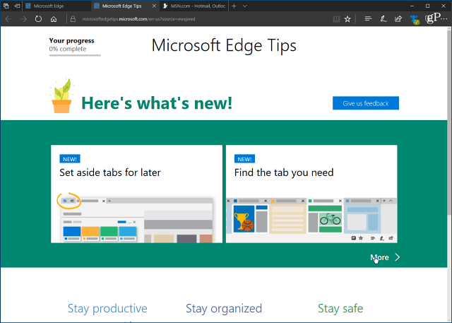 Keelake Windows 10-s tüütu Microsofti serva 'Esimene käivitamine' tervitusleht