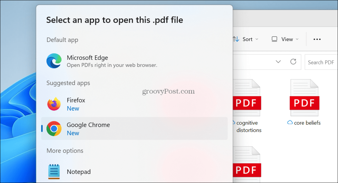 PDF-i vaikevaatur operatsioonisüsteemis Windows 11