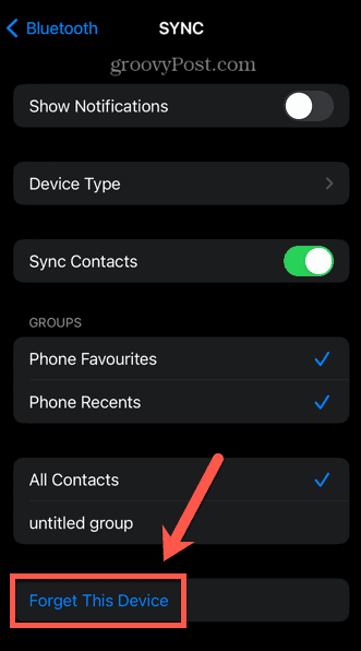 iphone unustage Bluetooth-seade