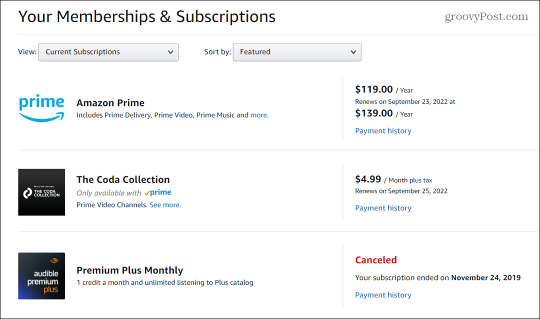 Amazon Prime Video tellimuste tühistamine