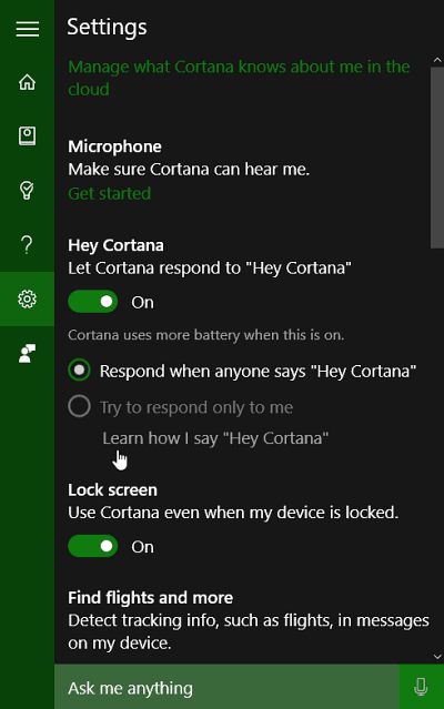 Cortana seaded
