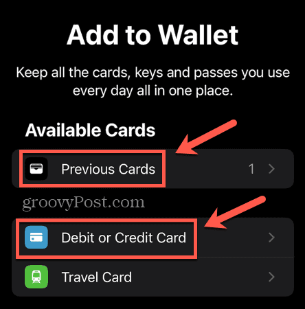 apple pay lisage eelmine kaart või uus deebet- või krediitkaart