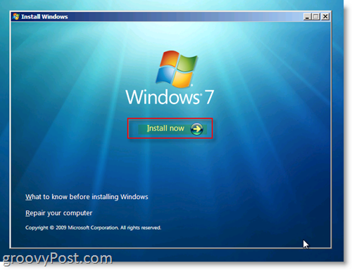 Windows 7 installimenüü