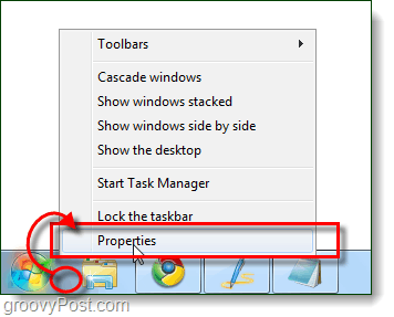 Windows 7 tegumiriba atribuudid