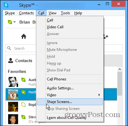 Jagage ekraane Skype'is