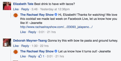 rachel ray show facebooki kommentaar vastab näidetele