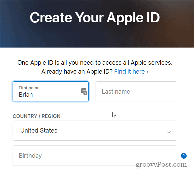 vorm õuna ID loomiseks