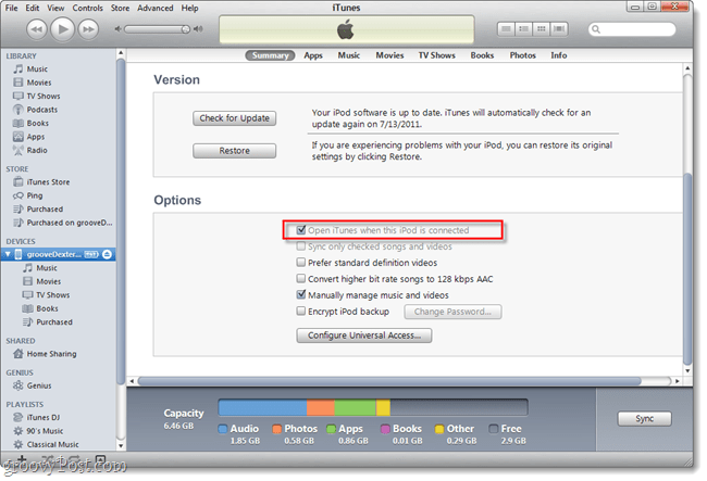 Kuidas peatada iTunes'i automaatse käivitamise, kui lisate oma iPhone'i või iPod'i