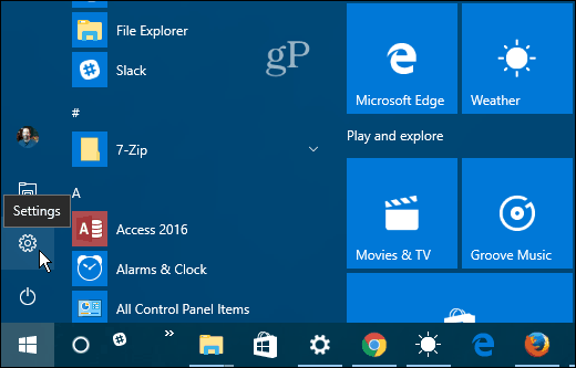 1 Seadistused Windows 10 Start