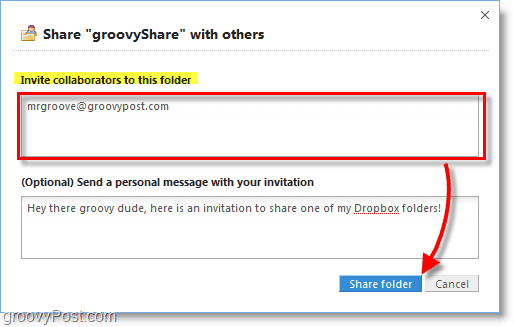 Dropboxi ekraanipilt - kutsuge inimesi üles kasutama teie jagamiskausta