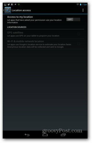 Parandage Nexus 7 aku kestvuse asukoha sätteid välja