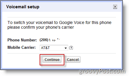Ekraanipilt - Google Voice'i lubamine muul kui Google'i numbril