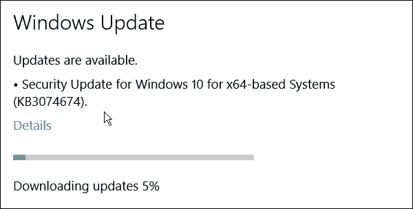Windows 10 saab uue kiirparanduse pakkumise (KB3074674)