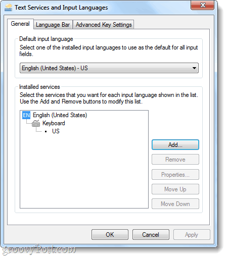 tekstiteenused ja sisestuskeeled Windows 7-s