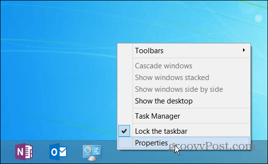 Tegumiriba atribuudid Windows 8.1