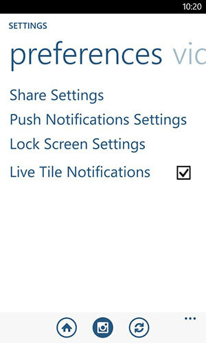 Windowsi telefoni instagrami rakenduse teavitamisvalikud
