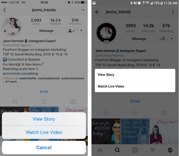 Instagrami profiili külastajad saavad valida, millist võimalust oma lugudes vaadata, kui teil on nii kordusvideot kui ka lugude postitusi.