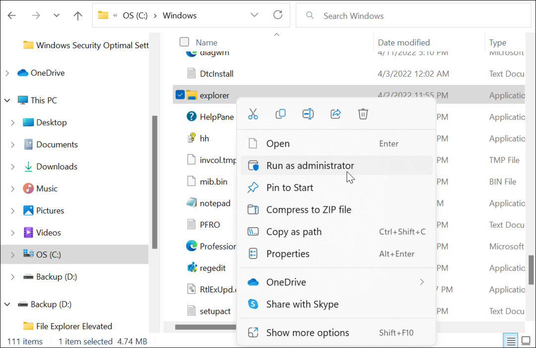 Kuidas käivitada Windows 11 File Explorer administraatorina