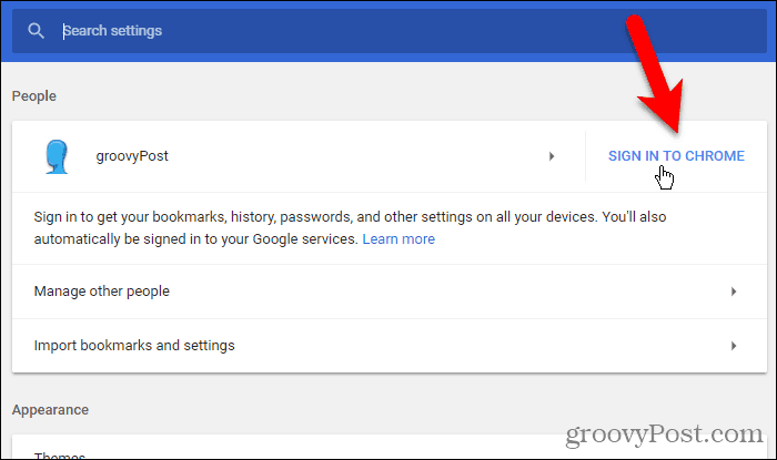 Klõpsake Windowsi sisselogimisel Chrome'i sisse