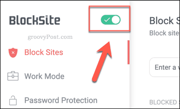BlockSite'i lubamise nupp Chrome'is