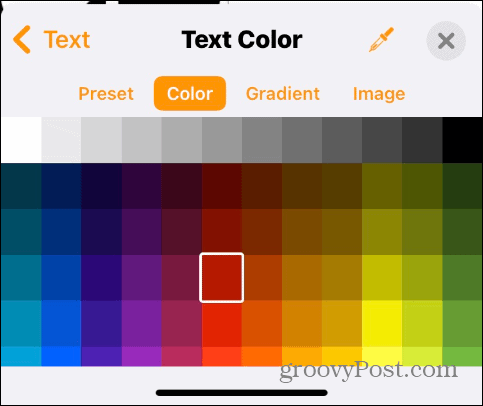 Teksti värvi muutmine iPhone'is
